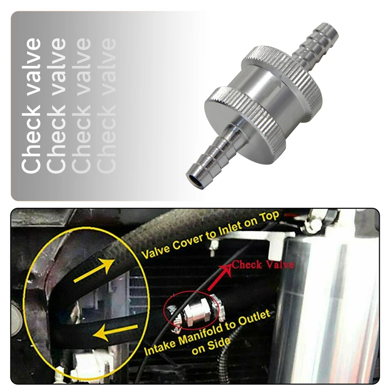 

1PCS Aluminum 6mm 1/4" Non Return Check Valve One Way Petrol Fuel Diesel Silver/Black