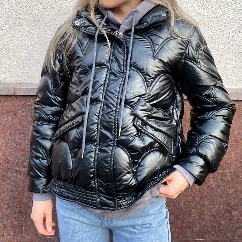 Women's Cotton-padded Jacket Bright Puffer Jacket Winter 2021 New Short Jacket Bubble Jacket Parkas