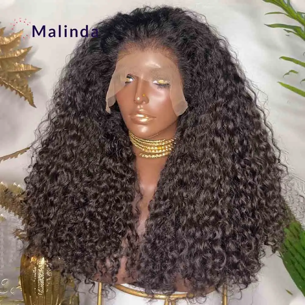 

250% Density 13x4 Kinky Curly HD Transparent Lace Front Wig Natural Wear and Go Glueless Pre Plucked Human Hair Wigs Ready to go