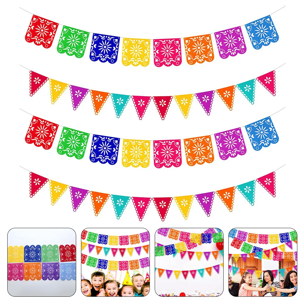 

Party Mexican Fiesta Banners De Banner Hanging Papel Picado Supplies Day The Dead Mayo Dia Los Decorations Cino Muertos Bunting