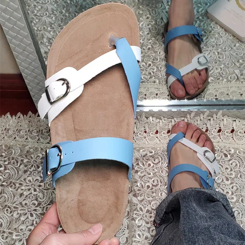 

Summer New Women Cross Buckle Orthotic Sandals Unisex Lovers Slippers Classics Leather Print Casual Beach Flip Flop Clogs