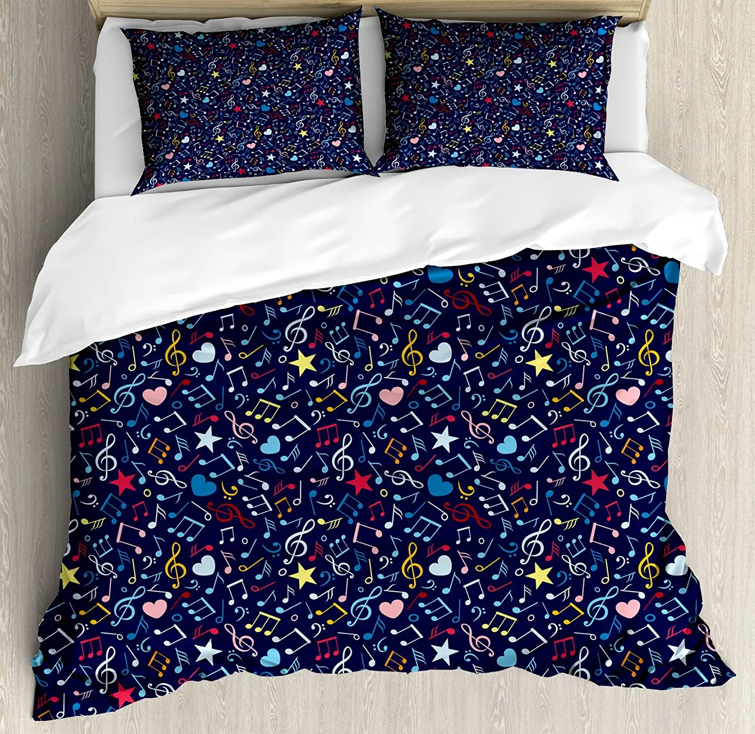 

Music Bedding Set For Bedroom Bed Home Hearts Notes Stars Melodic Inspiration Musical Lif Duvet Cover Quilt Cover And Pillowcase
