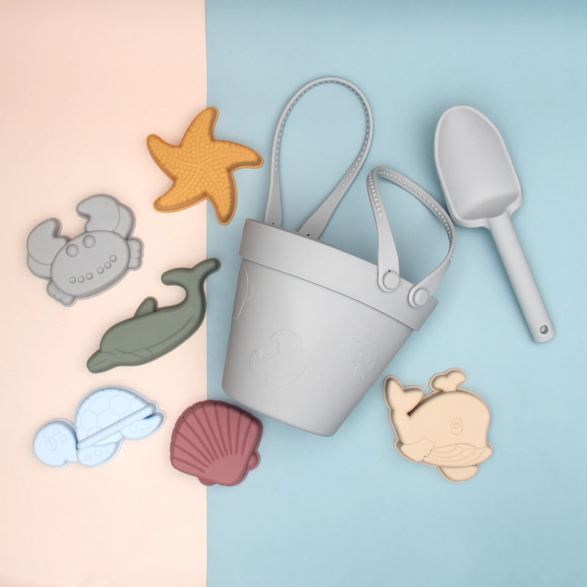 

8pcs/set Beach Silicone Toy Sandbox Accessories Bath Toys for Children Sand Water Shovel Spade Summer Parent-kid Outdoor Playing