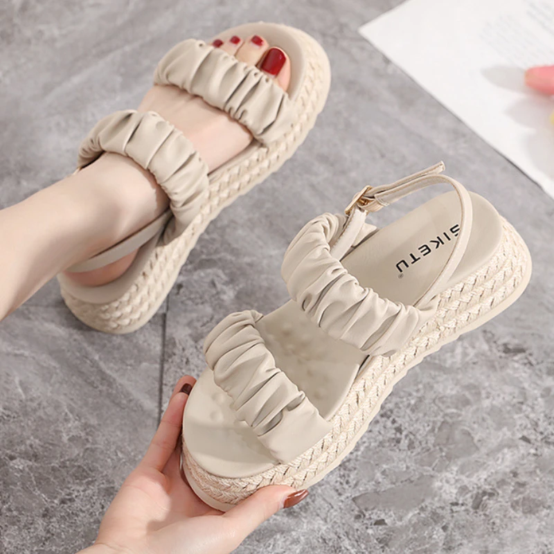 

New Women's Sandals Casual Comfortable Open Toe Platform Non-slip Fashion Buckle Strap Slipper Wedge Slides Sandalias Mujer