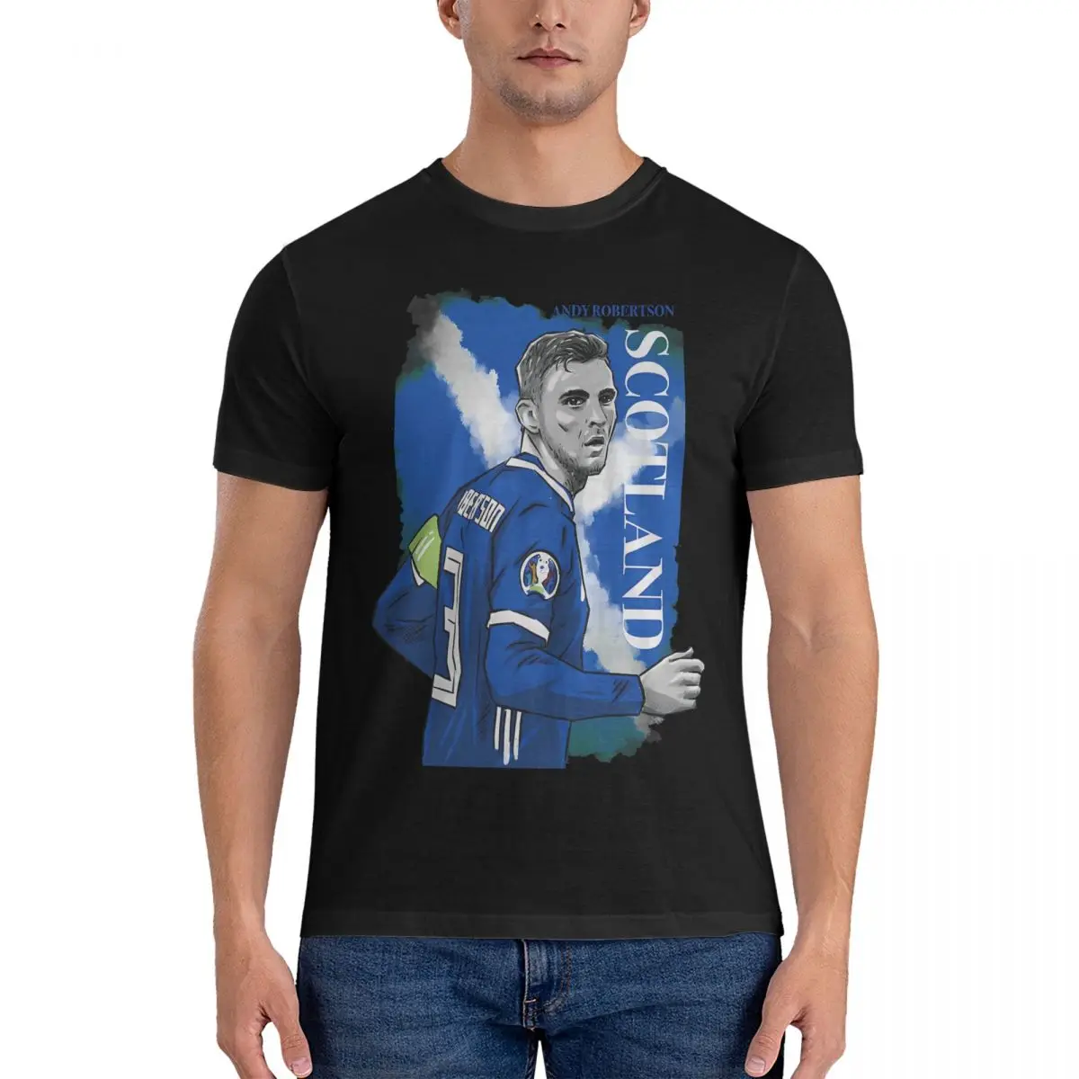 Футболка мужская с коротким рукавом и круглым вырезом из хлопка