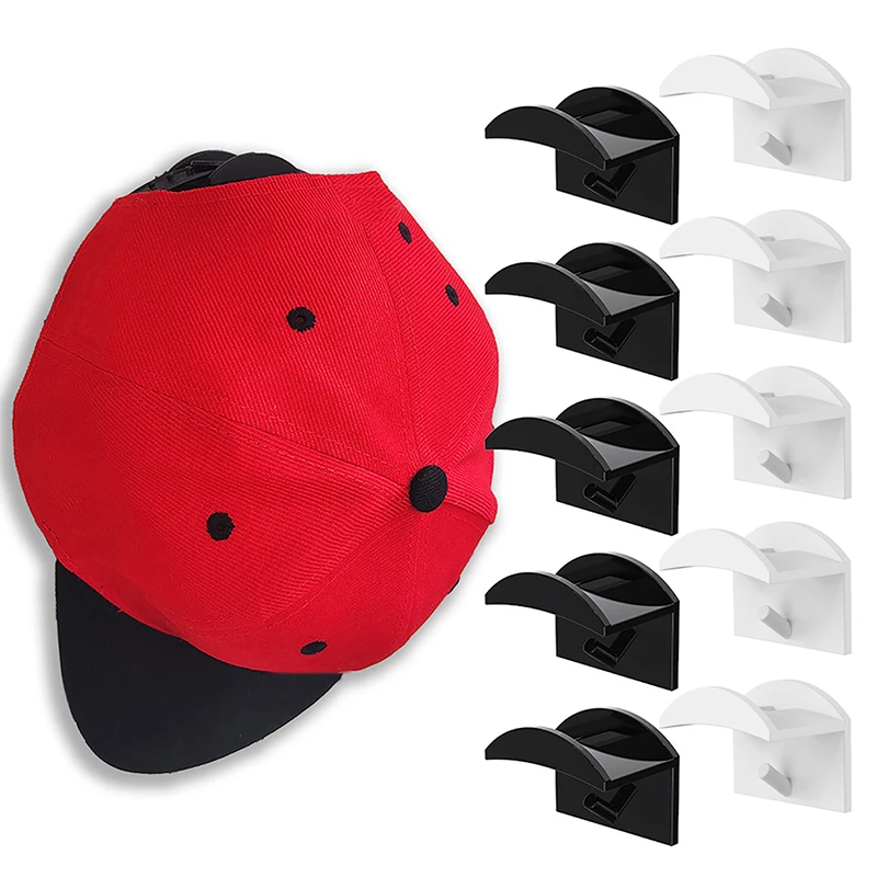 

1/5pcs Adhesive Hat Hooks No Drilling Baseball Caps Hangers Closet Wall Hanging Organizer For Caps Scarf
