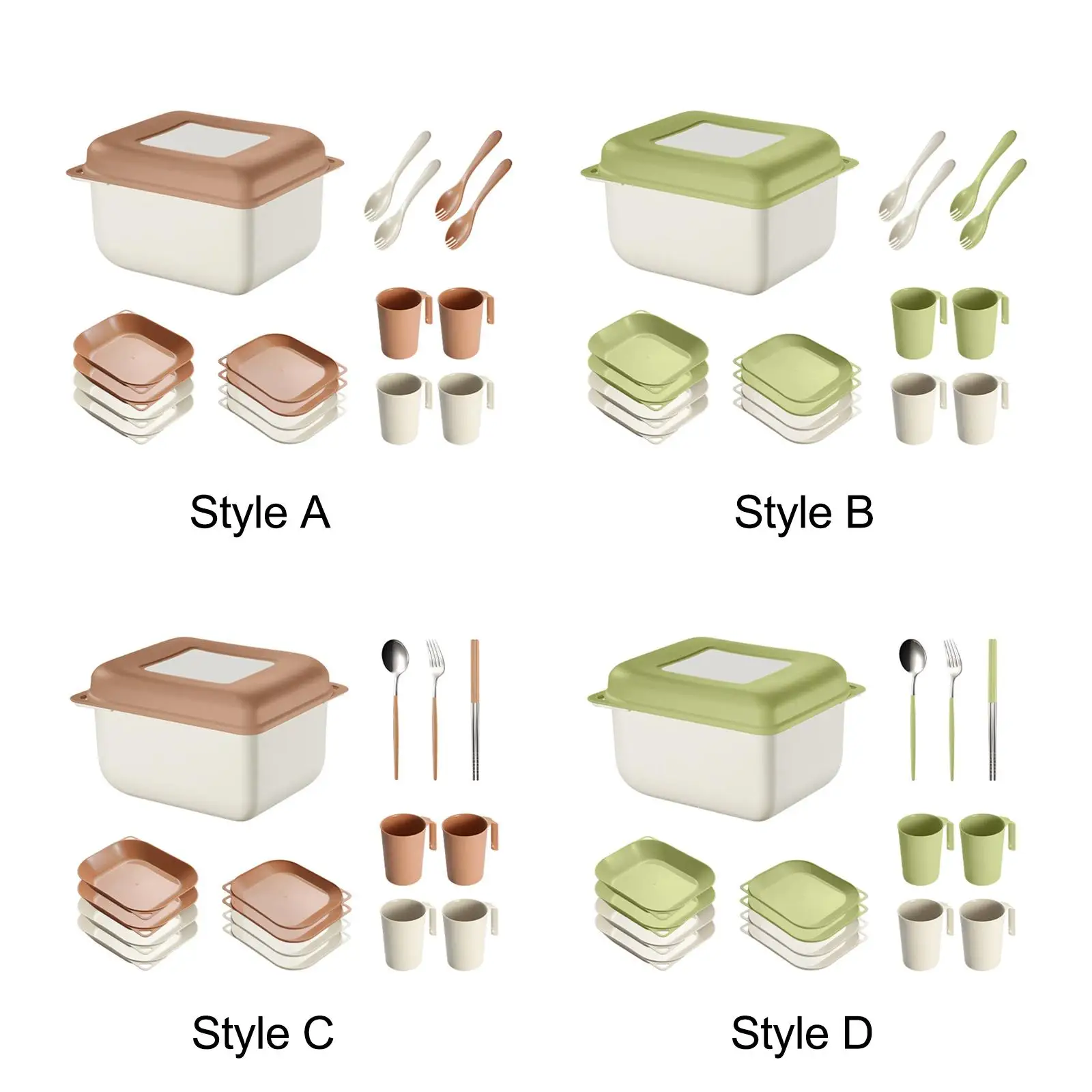 S Reusable Stackable Adults Lightweight Outdoor Tableware Se