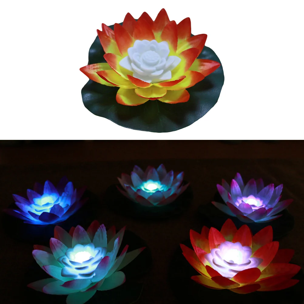 

LED Wishing Light Romantic Lotus Water Lamp Flower Pool Light Colorful Water Lamp for Wedding Party Festival (Orange)