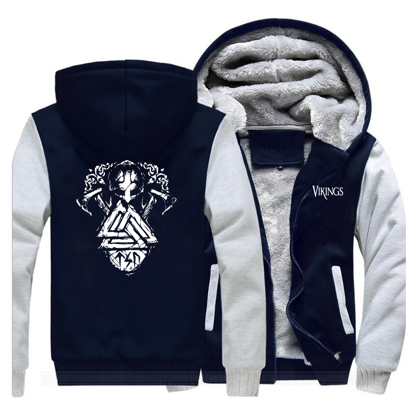 

Streetwear Hot Sale Sweatshirts Men Raglan Fashion Coat Thick Funny Warm Clothing Vikings Winter Fashion Hip Hop Hoodies