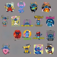 cute disney stitch animated patches for clothing stickers lilo stitch heat transfer t shirt printing iron on clothes stickers