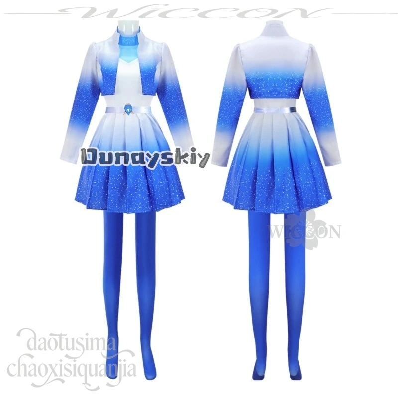 Фото Костюм для косплея KS*21Descenn Anime Dantss Wicked 5: синяя модная короткая куртка, градиентная юбка, парик для Хэллоуина и ролевых игр №2