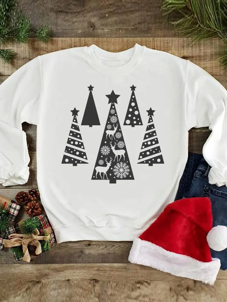 

Модные свитшоты с рисунком Счастливого Рождества, с рисунком оленя, дерева, Милая женская одежда, пуловеры, Новогодняя одежда