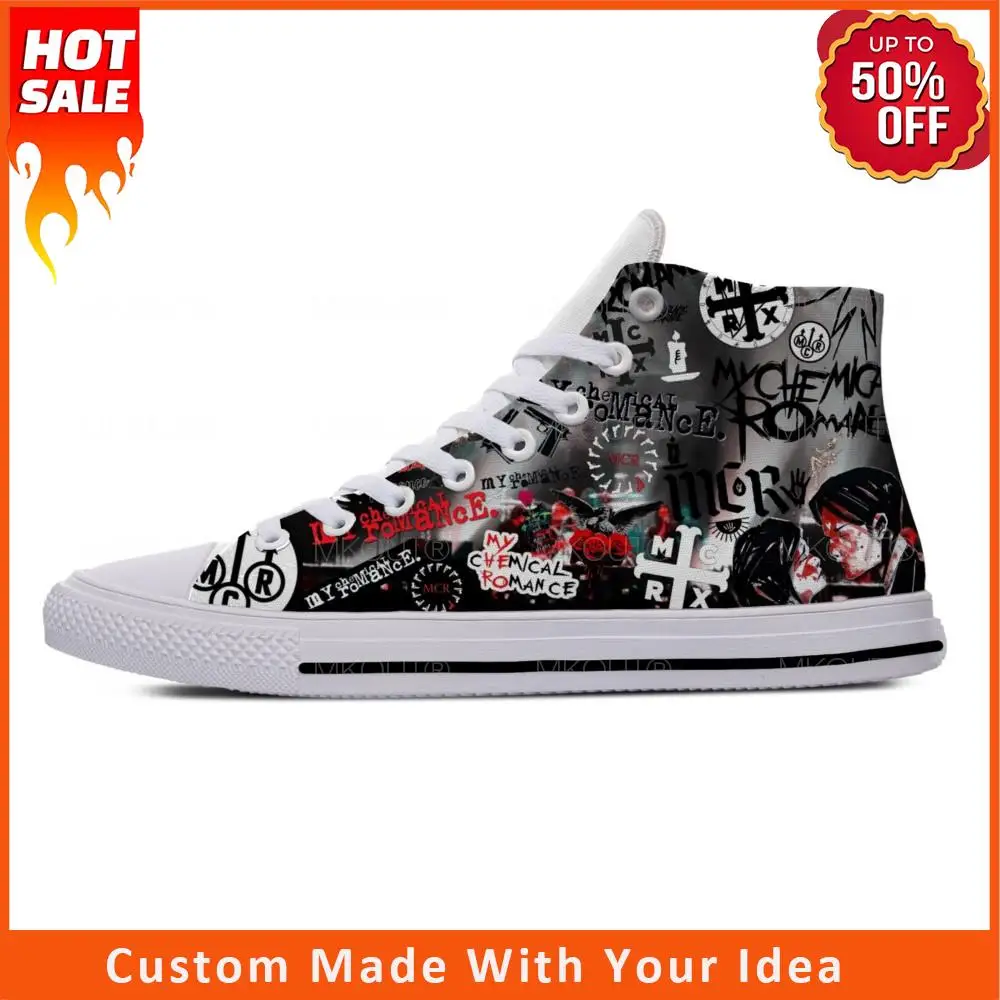 

Романтическая рок-группа музыка химическая забавная Мода мой Повседневный тканевые туфли высокие Легкие дышащие кроссовки с 3D принтом для ...