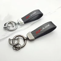 leather car keychain carbon fiber custom sport line for ford fiesta focus mondeo st line car accessories