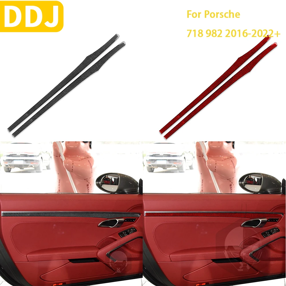 

For Porsche Boxster Cayman 718 982 2016-2022 Car Door Panel Trim Sticker Carbon Fiber Interior Car Accessories LHD RHD