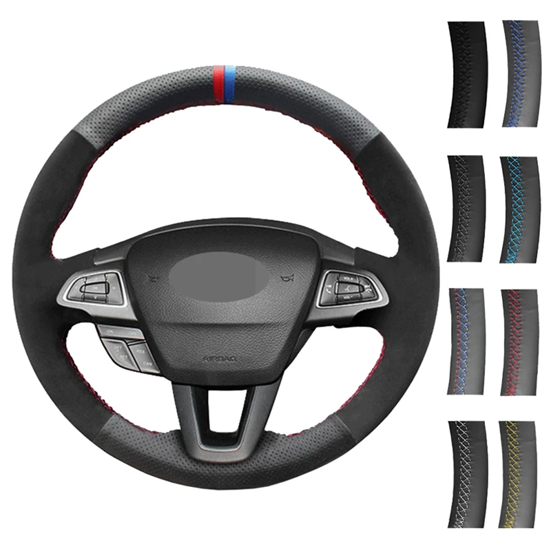 

DIY Car Steering Wheel Cover Hand Sewing For Ford Focus 3 2015-2018 Kuga 2016-2019 Escape C-MAX Ecosport 2018-2019 Customized