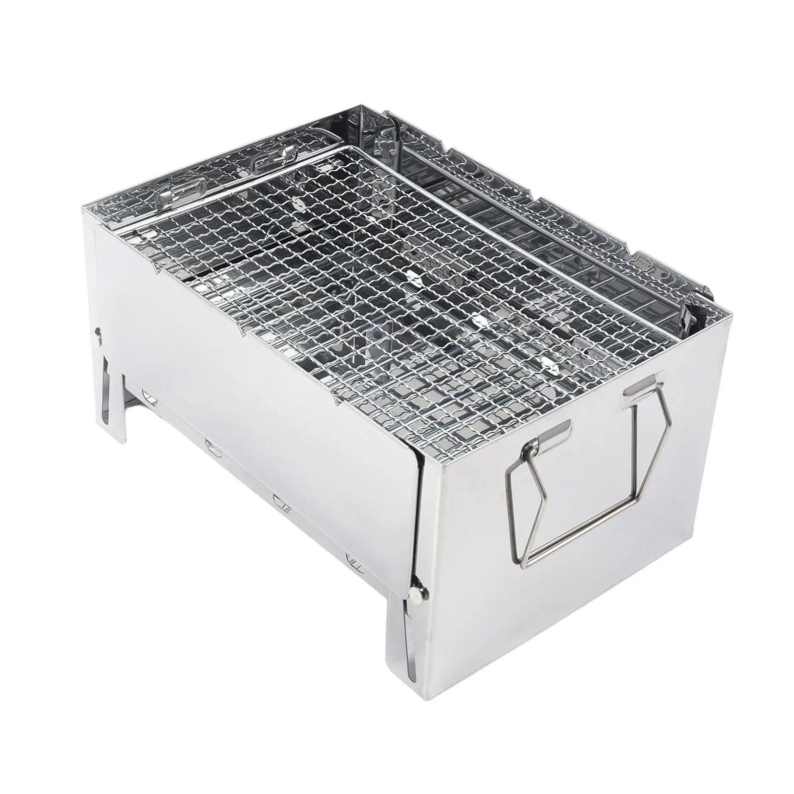 

Campfire Grill Stove Folding Compact Stainless Steel Charcoal Stove BBQ Grill for Outdoor Picnic Cooking Hiking Garden