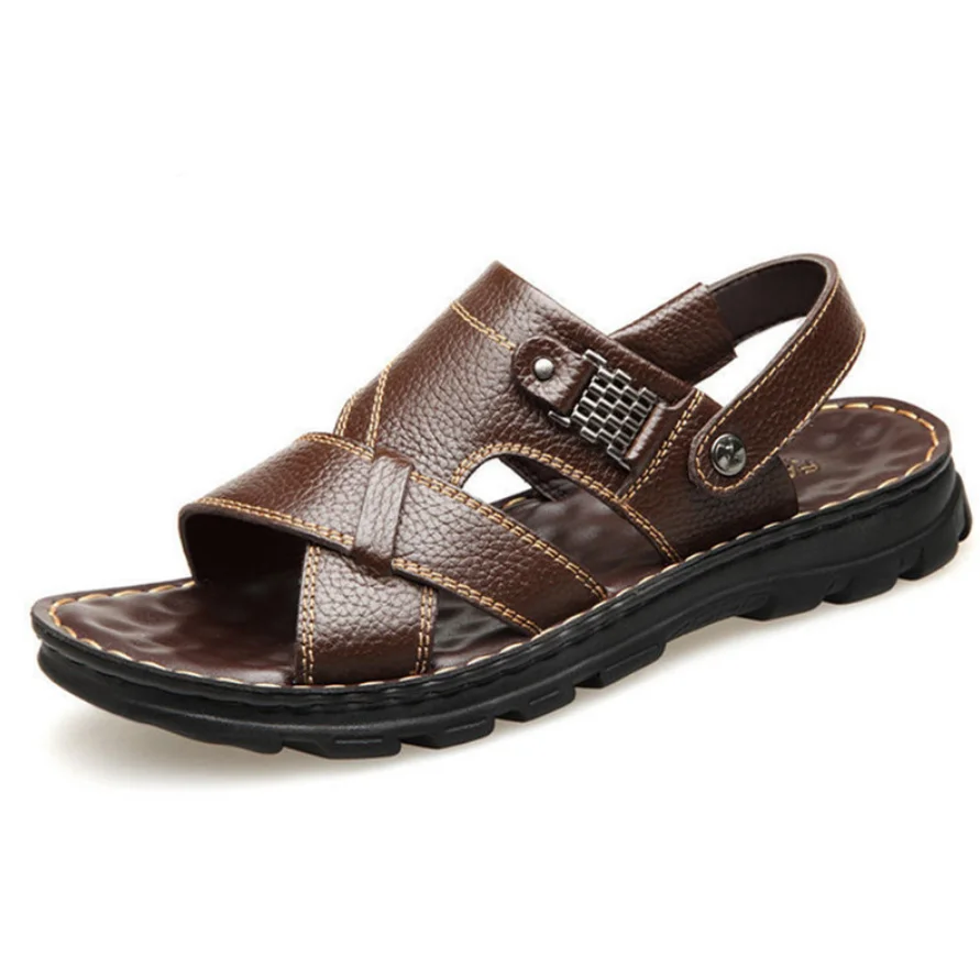 

Summer Sandals Men Genuine Leather Classic Roman Sandals 2022 Slipper Outdoor Beach Rubber Flip Flops Men Water Trekking Sandals
