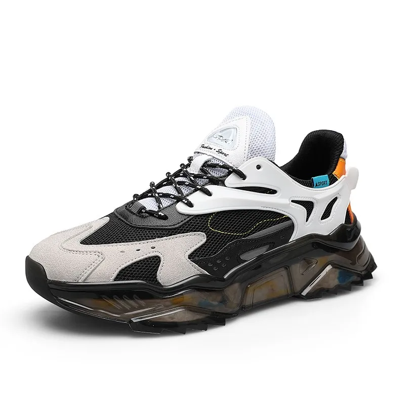 

High Quality Men Shoes PU Leather Mesh Sneakers Daddy Shoes TPU Popcorn Fashion Trend Running Shoe Male Zapatillas Hombre 2022
