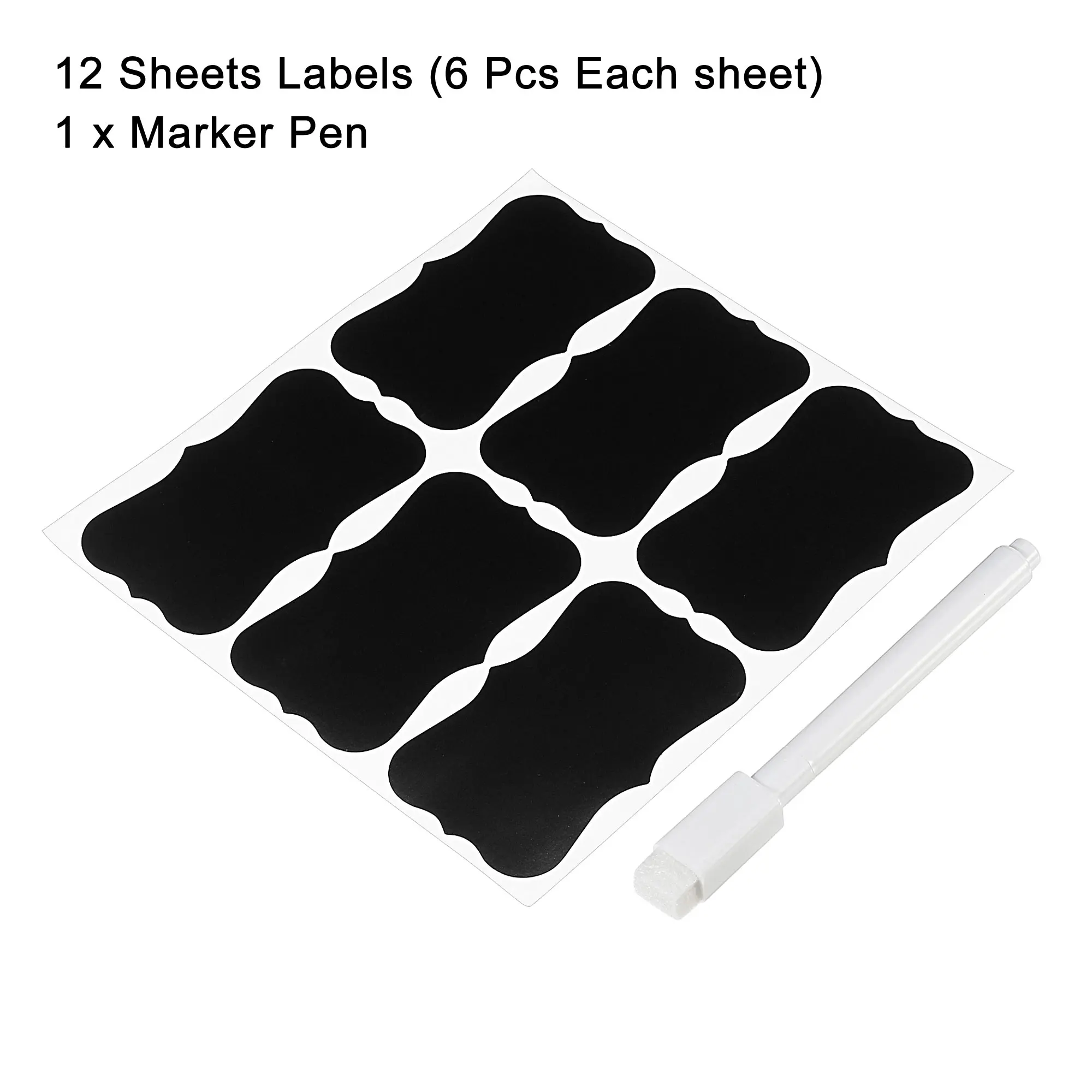 72pcs 1.7x2.7 Inch Black Chalkboard Labels Stickers Refrigerator Freezer Marker Food Storage Sticker for Jars Bottles Folder