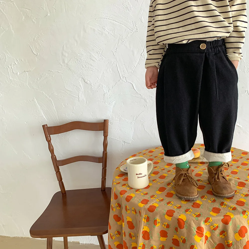 

Осенне-зимние детские модные свободные брюки с манжетами 2022 Детские универсальные повседневные брюки