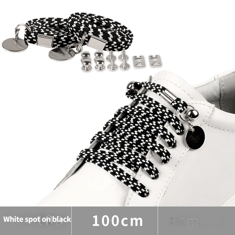 1 Pair No Tie Shoelaces Leisure Sneakers Flat Shoelace One Hand Quick Metal Locking Lazy Shoe Laces Unisex