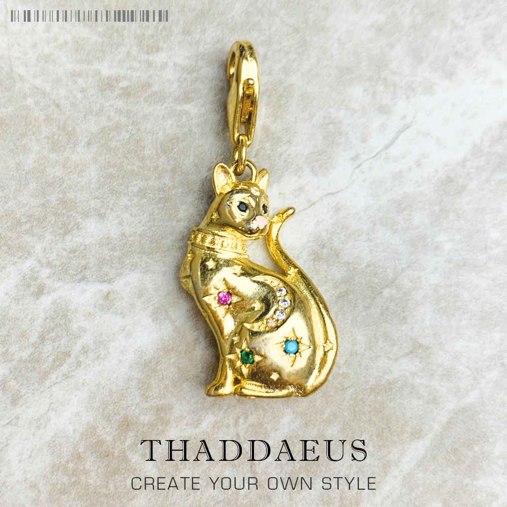 

Golden Constellation Cat Personal Lucky Charm Women Summer Cute 925 Sterling Silver Pendant