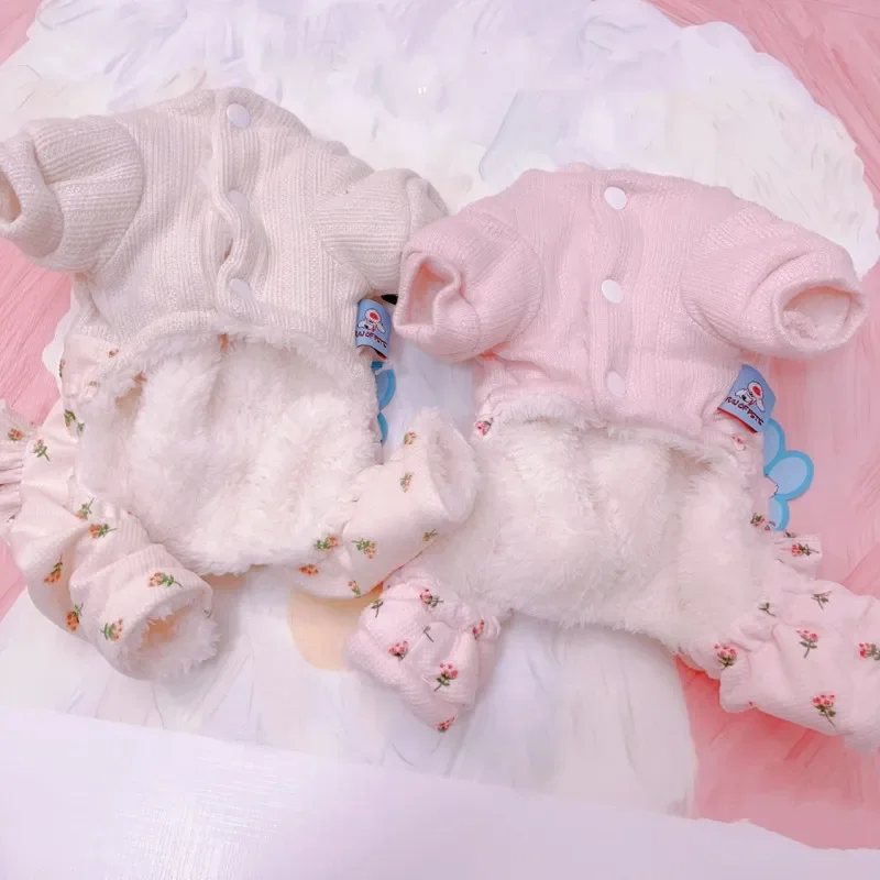 Комбинезон для собак с цветочным рисунком куртка щенков зимняя одежда домашних