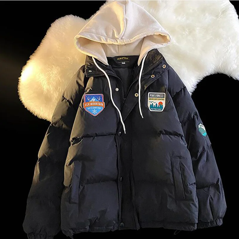 Y2K  Fashion Cool Holiday Two Pieces Of 2023 New Hooded Cotton-Padded Clothes For Men And Women'S Outerwear For Couples Winter