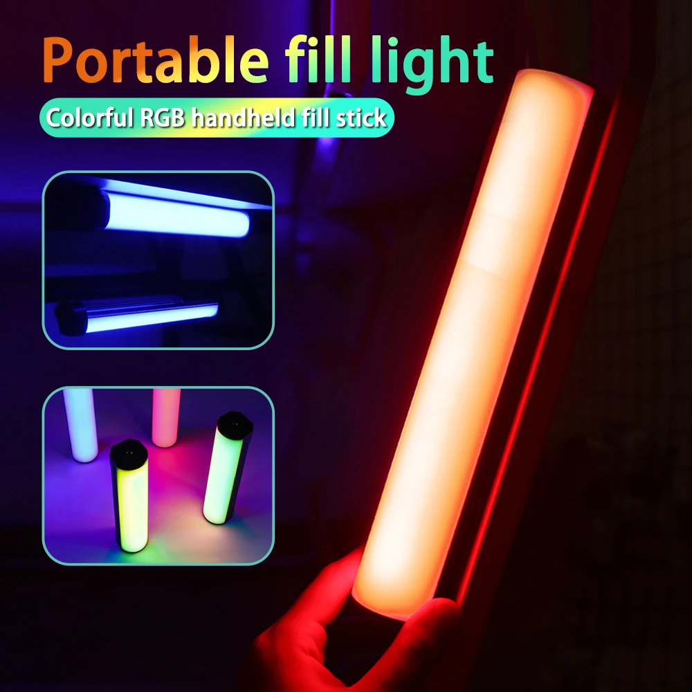 

Ручной заполняющий свет RGB Dazzle Color Светодиодный свет для видеокамеры USB Перезаряжаемый заполняющий свет Палка Светильники Живая лампа для селфи