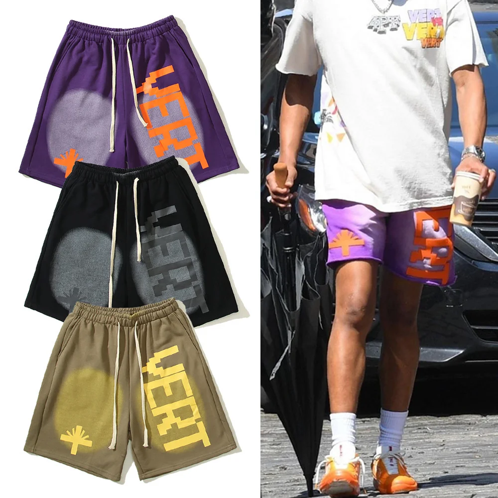 

2023 Kanye West summer new letter print hip-hop men and women with the same paragraph casual loose sports shorts