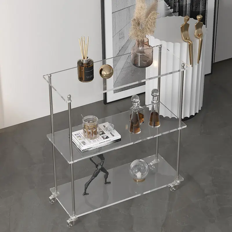 

Acrylic Light Luxury Transparent Trolley Bathroom Organizer Kitchen Shelf Home Organization and Storage Rangement Organisation