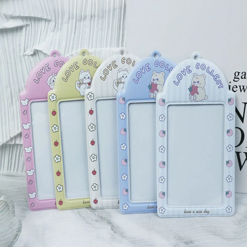 

Lovely Rabbit Bear Photocard Holder Kpop Idol Photo Sleeve ID Card Cover Student Girl Bag Pendant