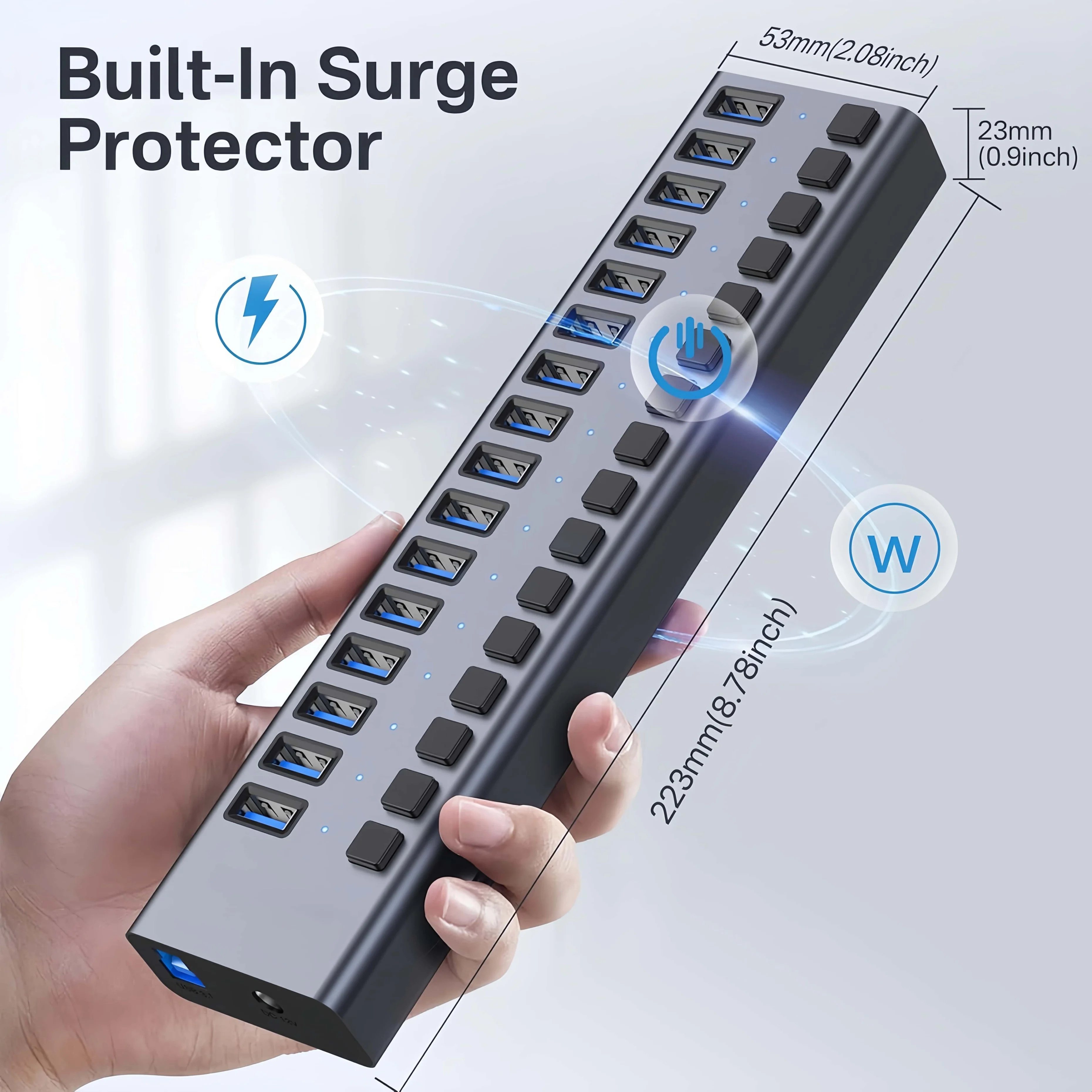 Фото USB-хаб MZX 3.0 с 16/10/7 портами, многопортовый, 5 Гбит/с, с выключателем, разветвителем, адаптером, концентратором, док-станцией, удлинителем №5