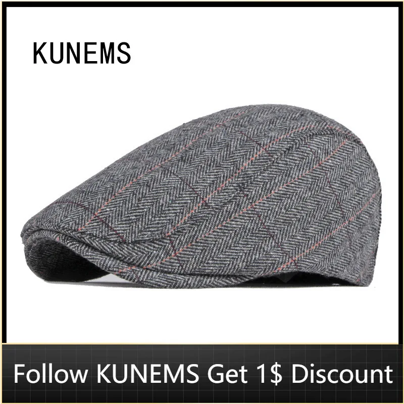 

Модный Полосатый берет KUNEMS, мужские головные уборы, ретро кепка газетчика Boina, плоские кепки для мужчин среднего и пожилого возраста, кепки д...