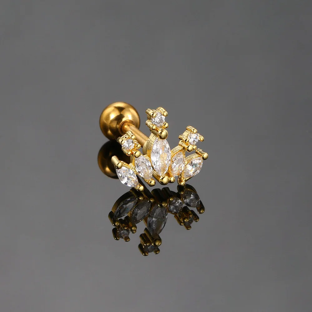 Женские серьги-гвоздики с фианитом 1 шт.