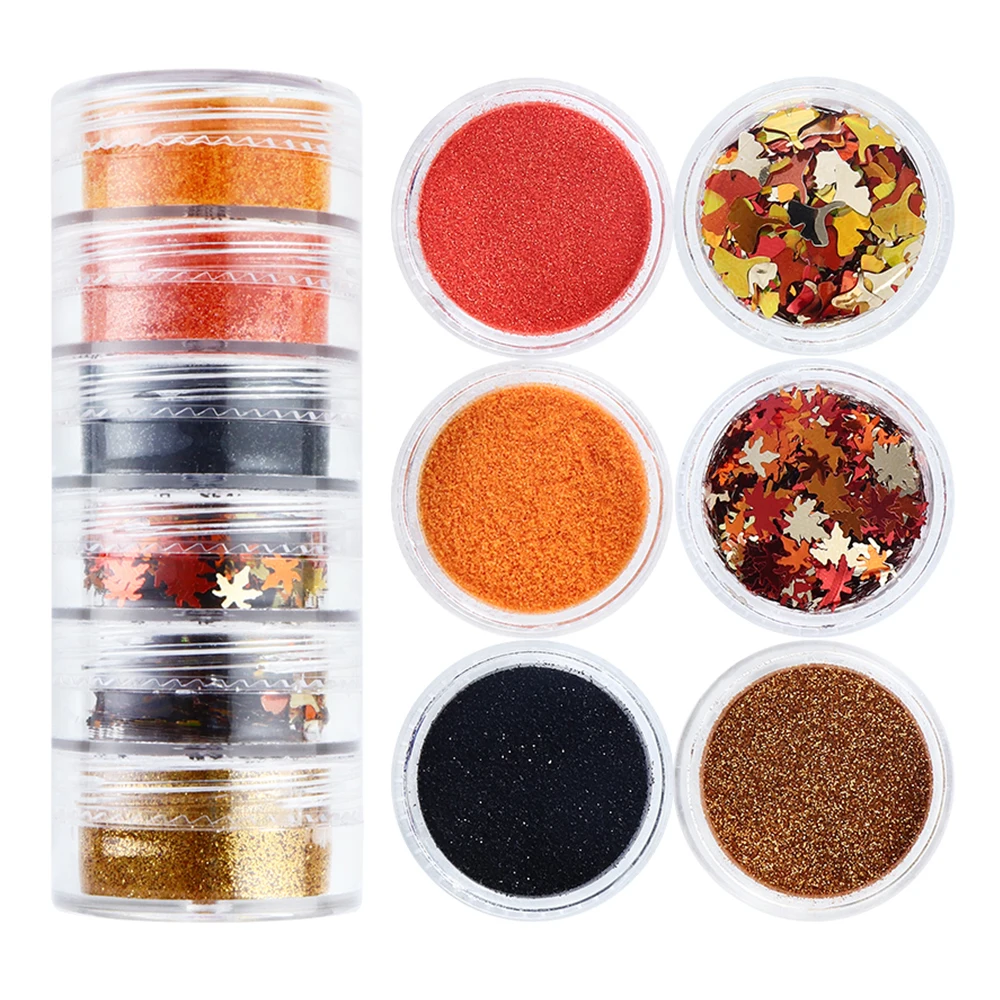 

Pumpkin Color Resin Pigment Glitter Powder Mix Maple Leaf Autumn Keychain Making Halloween Decoration Resin Silicone Mold Filler