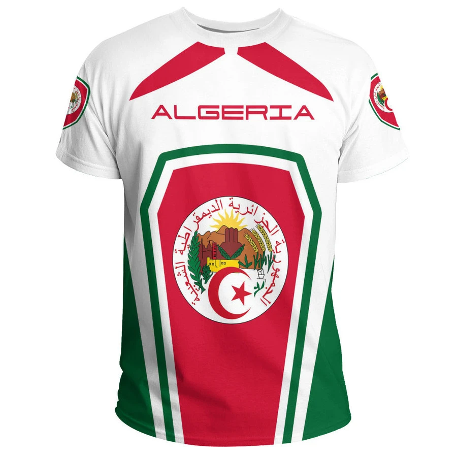 

Мужская футболка Алжира под заказ, регби раньше, арабский флаг Алжира, печать текста, французский Алжир, Джерси, Детская футболка, Молодежный топ