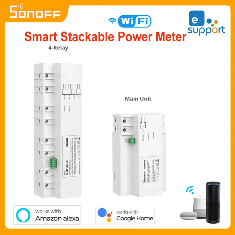 

SONOFF SPM Smart Stackable Power Meter 20A/Gang Overload Protection Energy Consumption Monitoring Support SD Card Data Storage