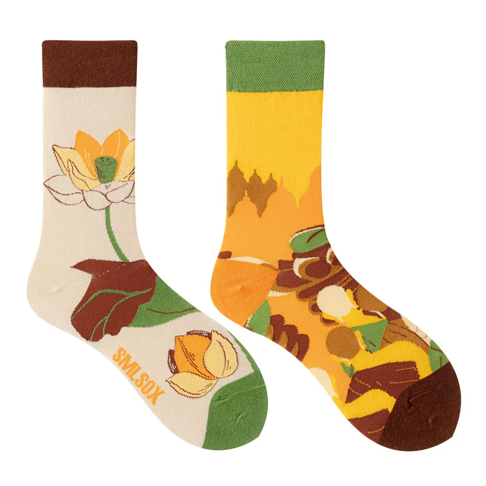 Новые модные носки с животным узором щенок кошка AB асимметричная утка-мандаринка