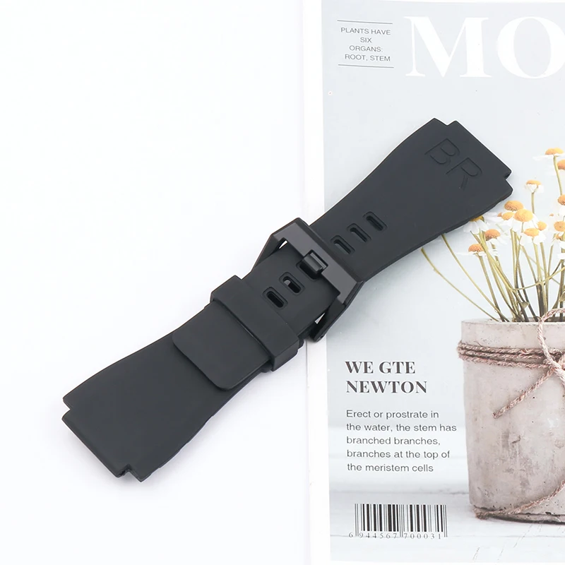 Men's rubber watch strap accessories for Bell Series BR01 BR03 24mmx34mm outdoor sports waterproof silicone watch band Buckle enlarge