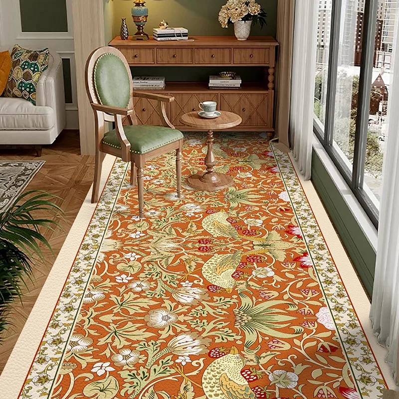 

American PVC Kitchen Floor Mat Floral Waterproof Oil-proof Leather Carpet Large Area Anti-fouling Balcony Rugs Tapete De Cozinha