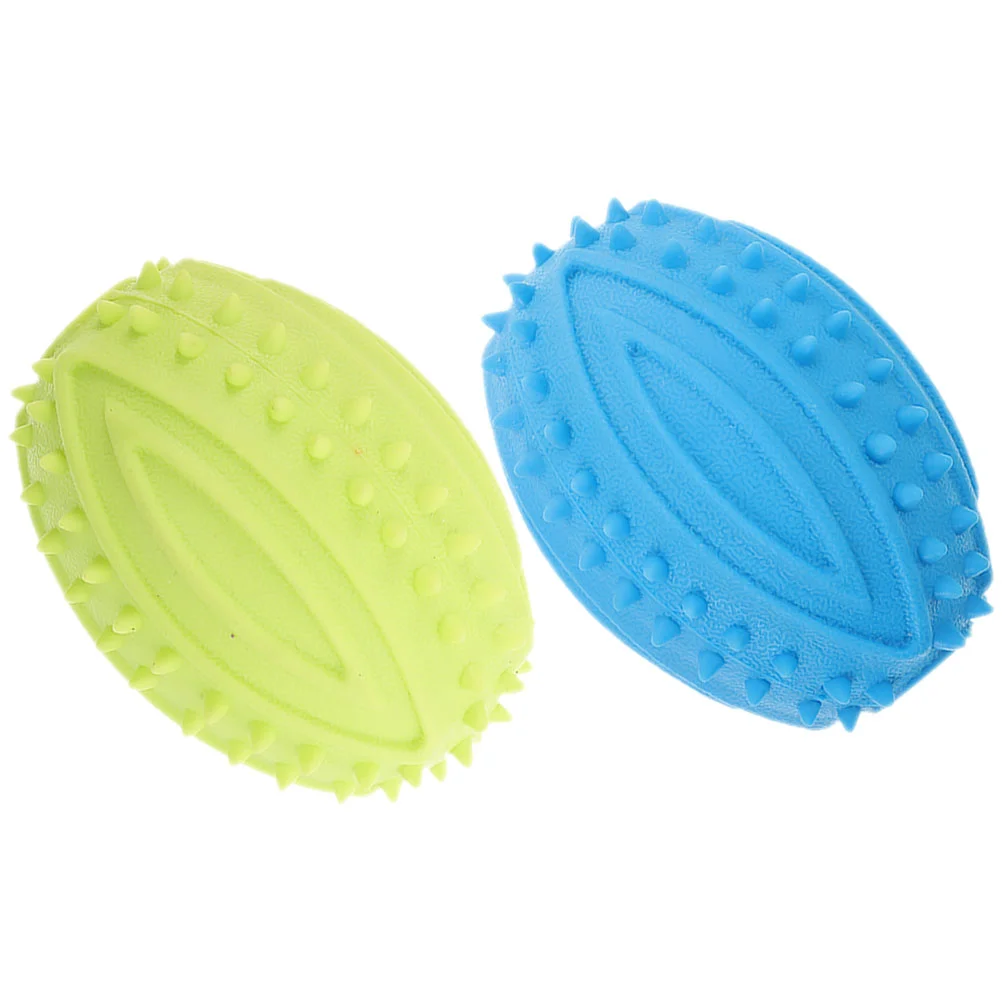 

2 Pcs Small Dog Chew Toys Rubber Ball Pets Puppy Squeaky Dogs 5.8X9.5cm Outside