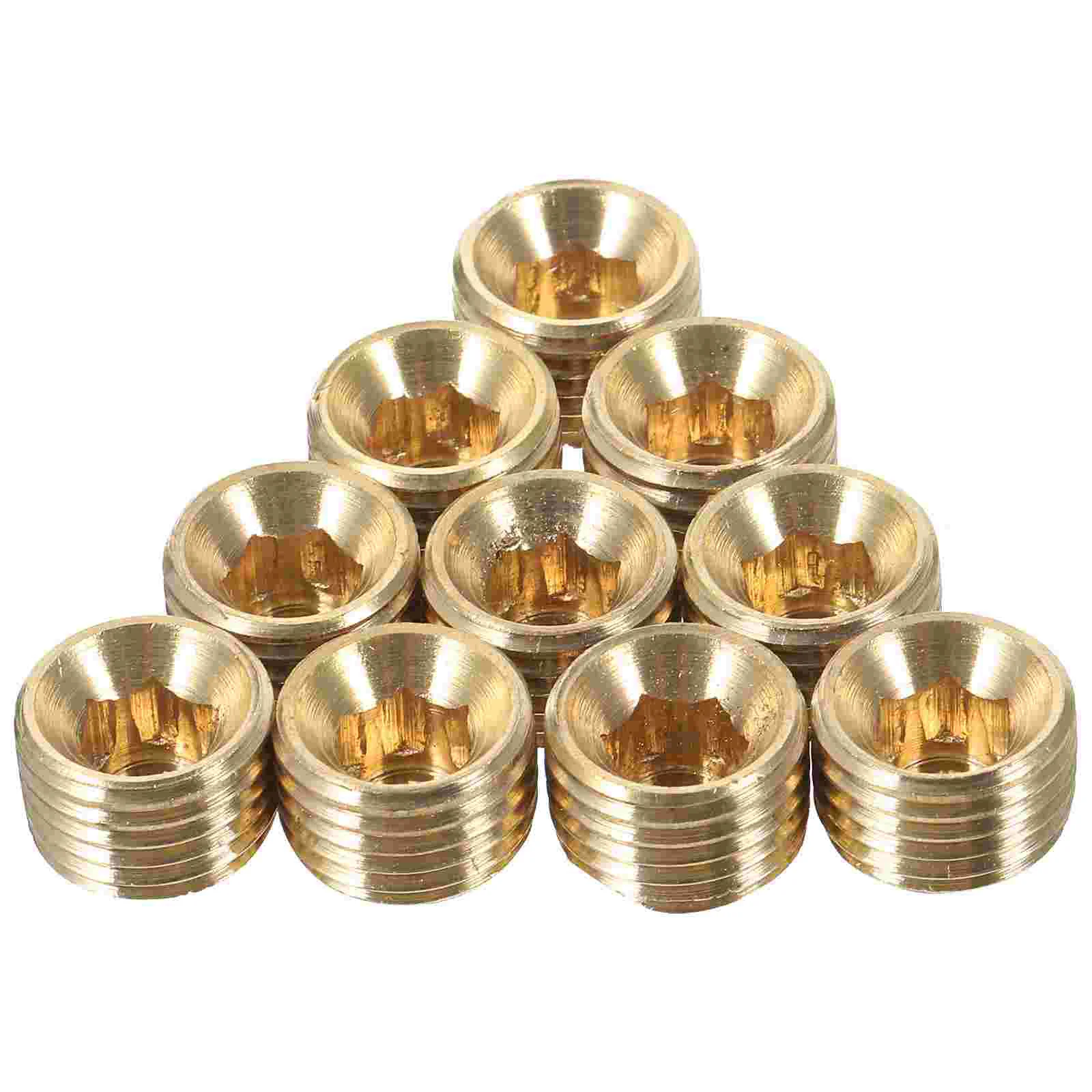 

10 Pcs Kits Brass Pipe End Accessories Sprinkler Cap Hexagonal Tubing Connector Caps