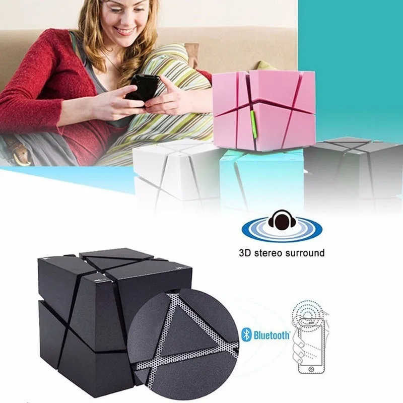 Радио сабвуфер Bluetooth динамик Звуковая карта Soundbox Портативный HIFI LED Cube Stereo Mini Super