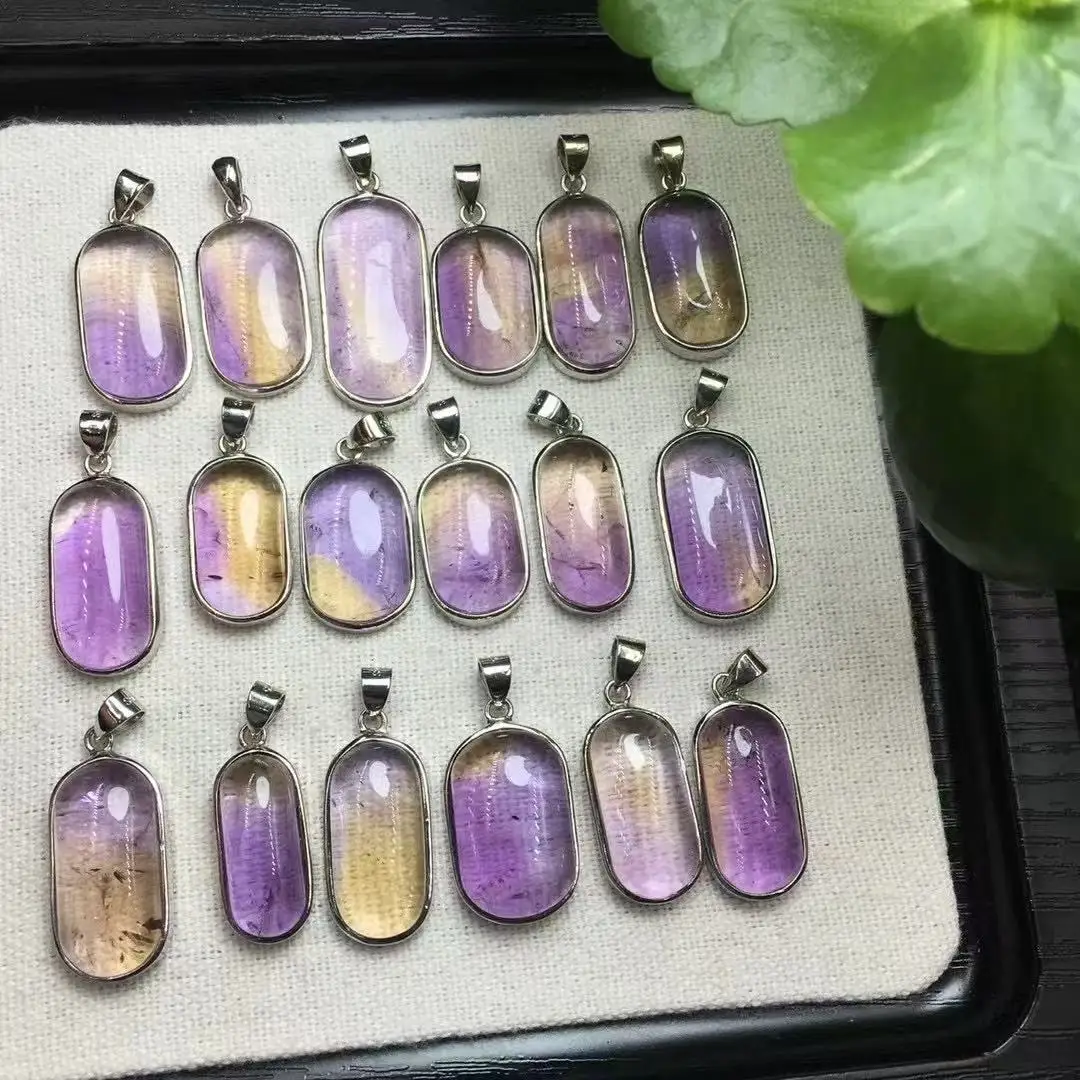 Цельный кулон из серебра 925 пробы с натуральным аметрином целебным кристаллом и