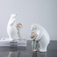 polar bear hug cute baby home childrens bedroom desktop healing system small fresh decorative resin ornaments