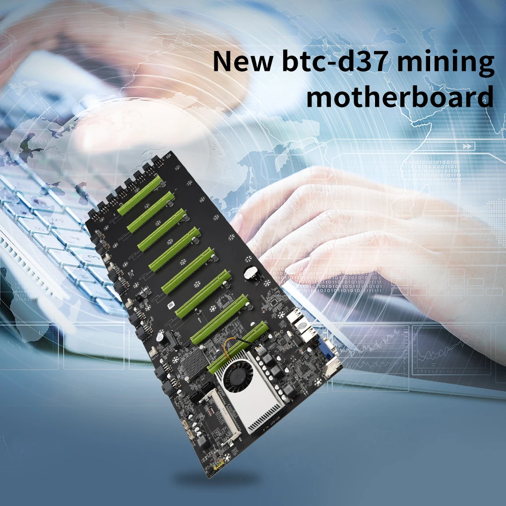 

Mining Motherboard 8 GPU Mainboard With CPU Crypto Ethereum Slot/ Support VGA BTC D37 Farm Mother Board Mining Motherboard