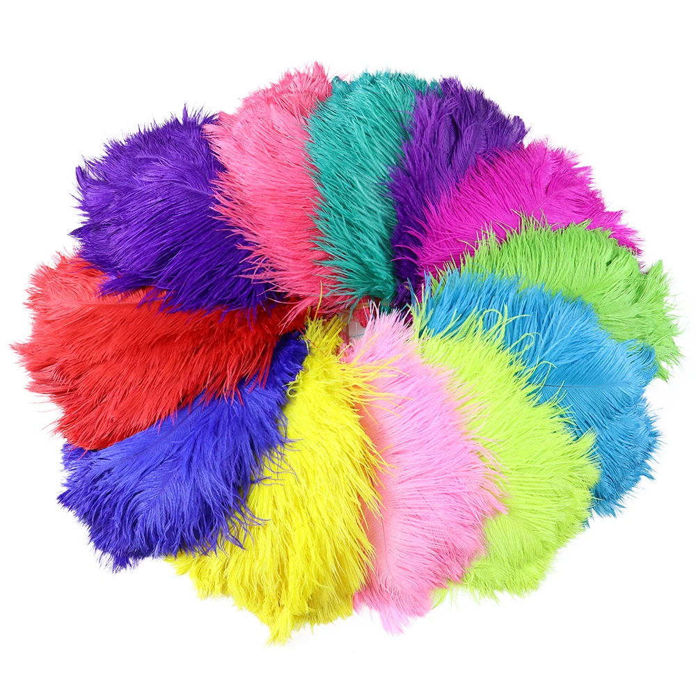 

10 Pcs Ostrich Feather Wedding Table Centerpiece Decoration Plume Real Ostrich Feathers 15-50 CM Colorful for Carnival Support