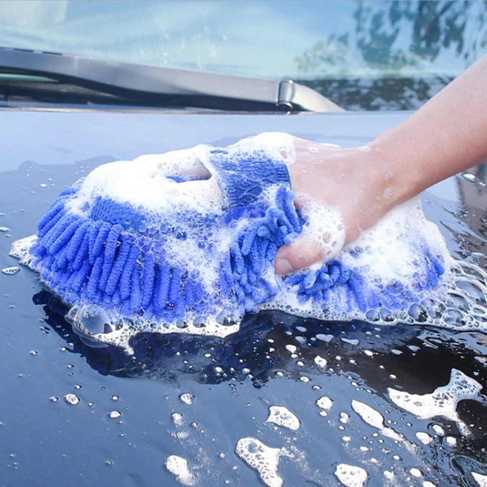 

~1pc Blue 1Microfiber 1Chenille Car Wash Sponge Care Washing Brush Pad Cleaning Car Wash Care Hand Tool Accessories